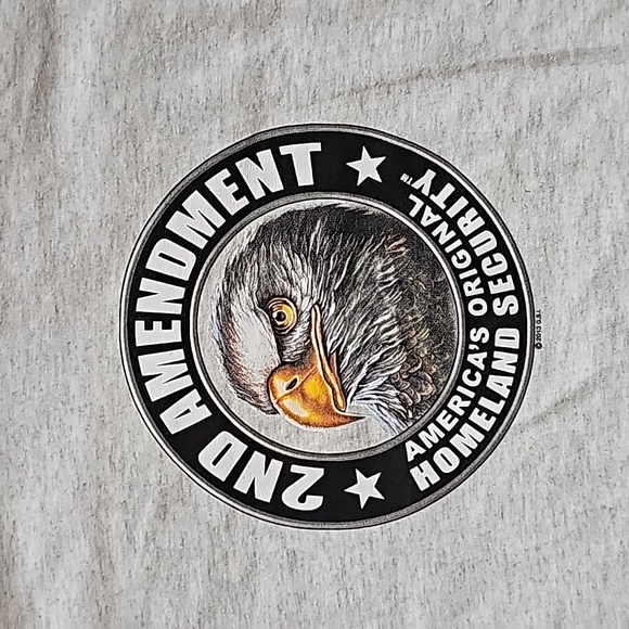 Hot Leathers Mens Lrg 2nd Amendment Down Flags' Eagle Double Sided L/Slv T-Shirt - Picture 4 of 14